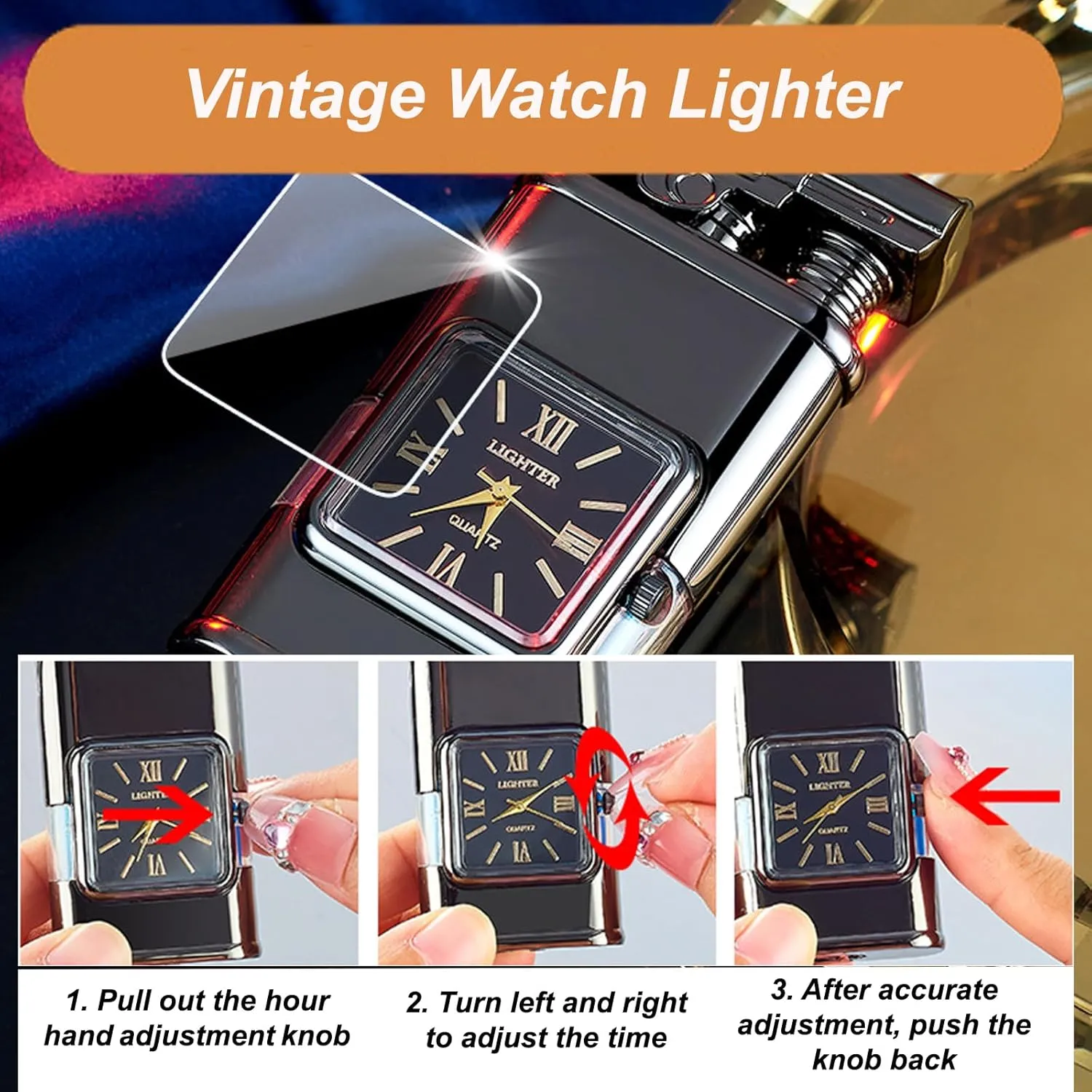 Windproof Dual-Flame Vintage Watch Lighter, Windproof Vintage Lighter, Eagle Torch Lighters, Unique Animal Style, Refillable Butane, Adjustable Flame (Black,Dragon)