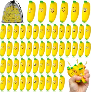 Woanger 36 Pcs Mini Banana Stress Toys Banana Stretchy Toys Ball with Emotions Banana Stress Relief Fidget Toy with Storage Bag for Anxiety Relief School Party Favor Carnival Supplies, 6 Expressions