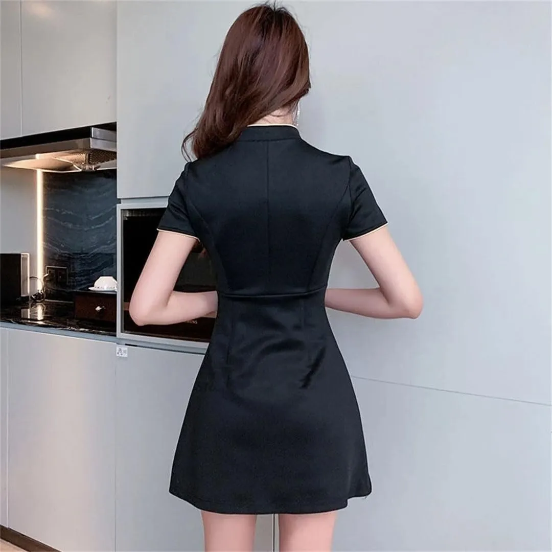 Women Chinese Dress Improved Cheongsam National Flower Print Qipao Dress Shorts Set Hotel Spa Work Qipao