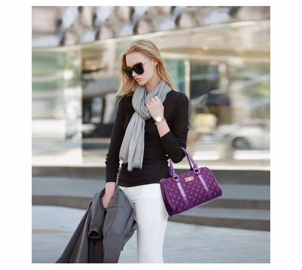 Women Fashion Diamond Lattice Handbag Set