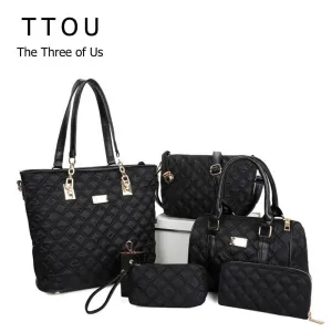 Women Fashion Diamond Lattice Handbag Set