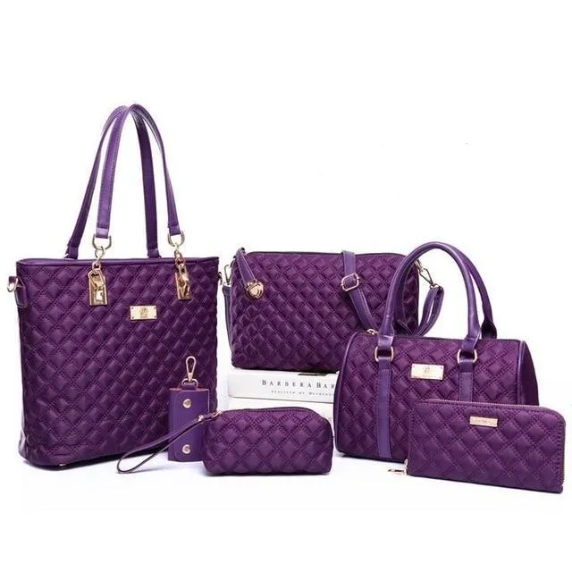 Women Fashion Diamond Lattice Handbag Set