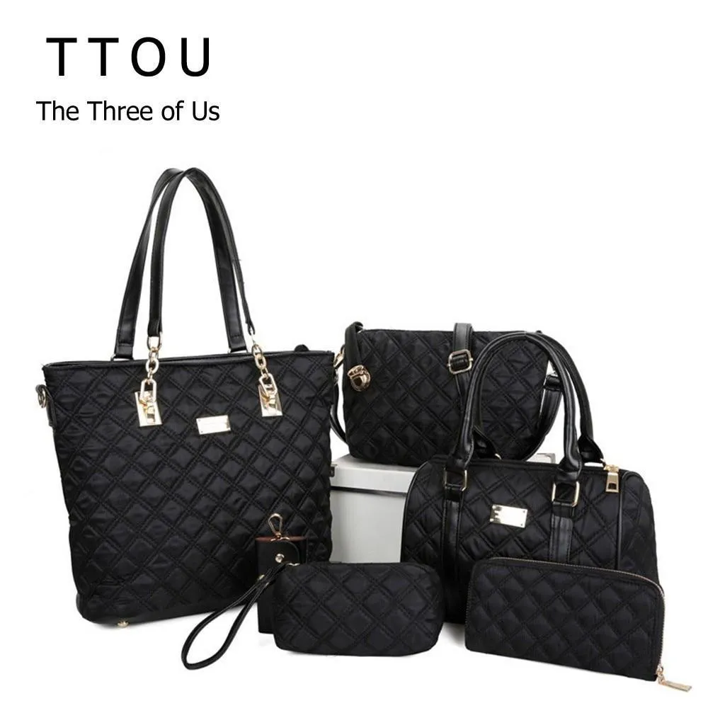 Women Fashion Diamond Lattice Handbag Set