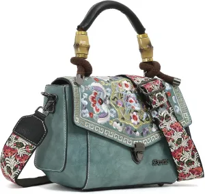 Women Satchel Vintage Retro Embroidery Sling Bag