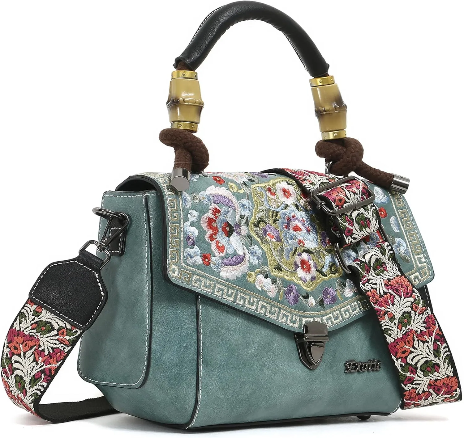 Women Satchel Vintage Retro Embroidery Sling Bag