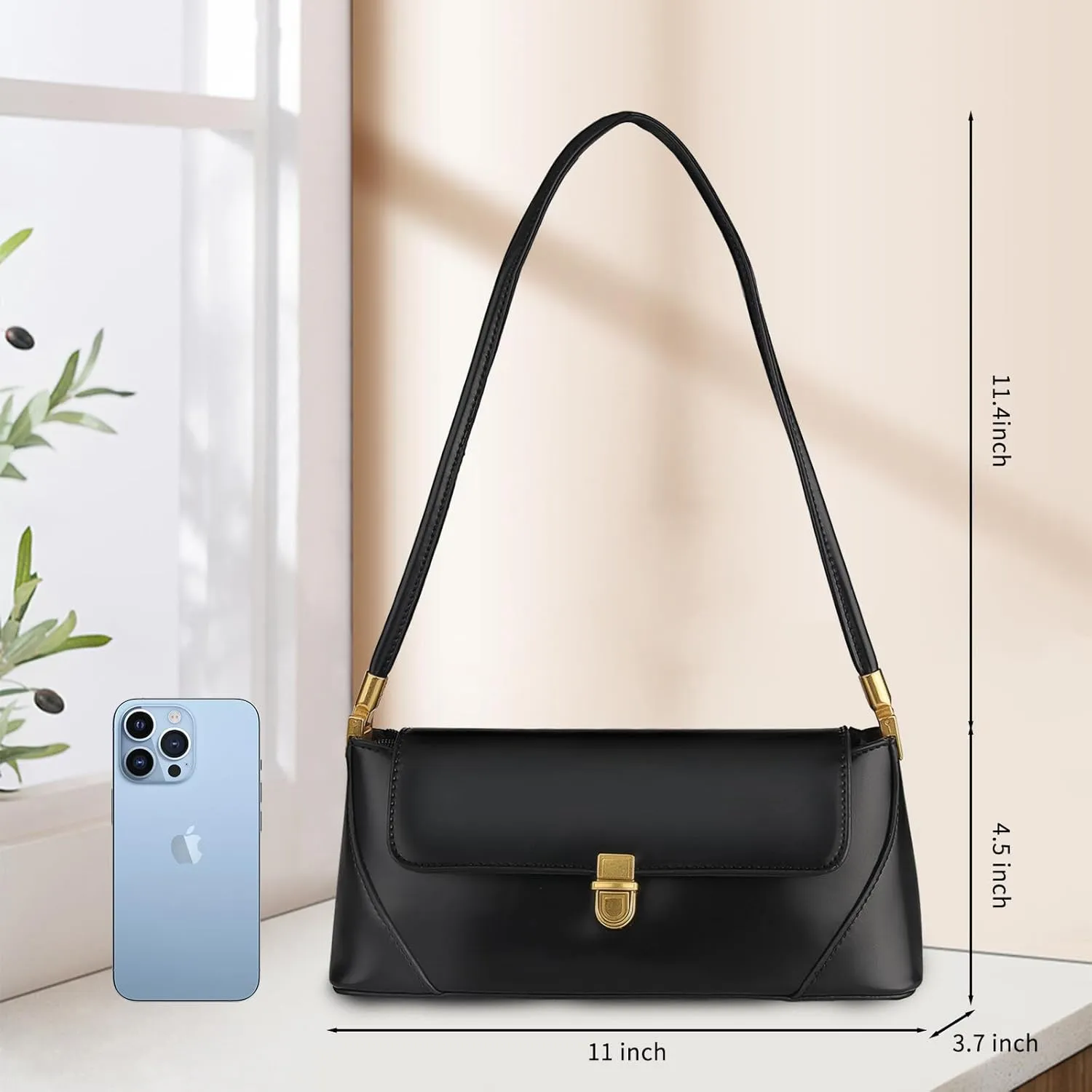 Women Shoulder Bags Vintage Leather Handbag Fashion Classic Small Purse Clutch Hobo Purse Retro Buckle Closure
