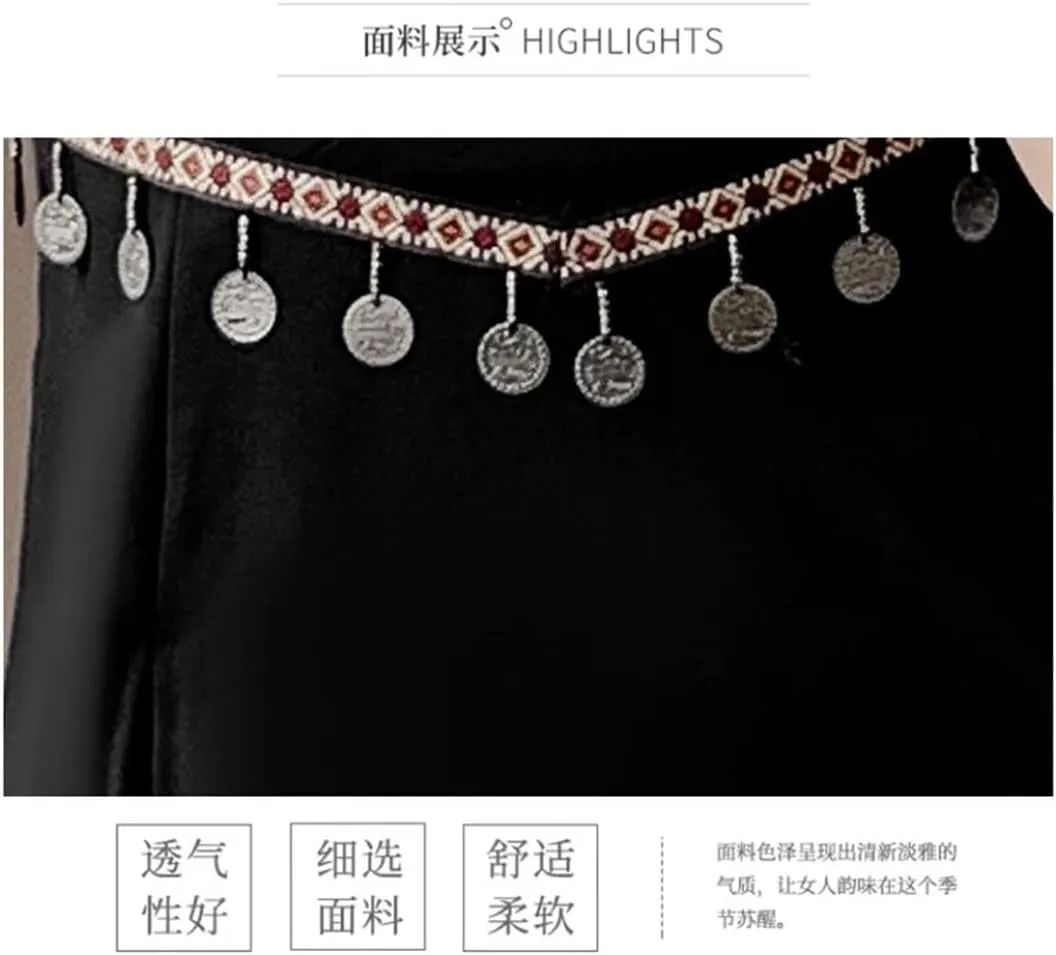 Women Two Piece Set For Chinese Style Slim Fit Style Black Skirt Set