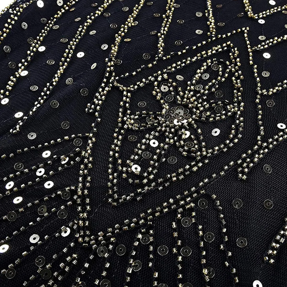 Women Vintage 1920s Gatsby Flapper Evening Party Dress V Neck Art Deco Sequins Mermaid Hem Cocktail Formal Long Maxi Gown