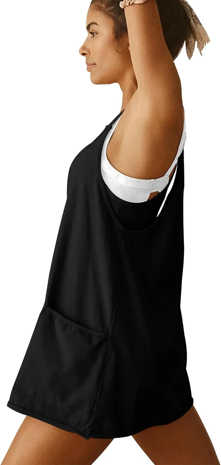 Womens Athletic Dress Hot Shot Mini Dress Built in Shorts Summer Workout Romper Dress 2025 Trendy Outfit