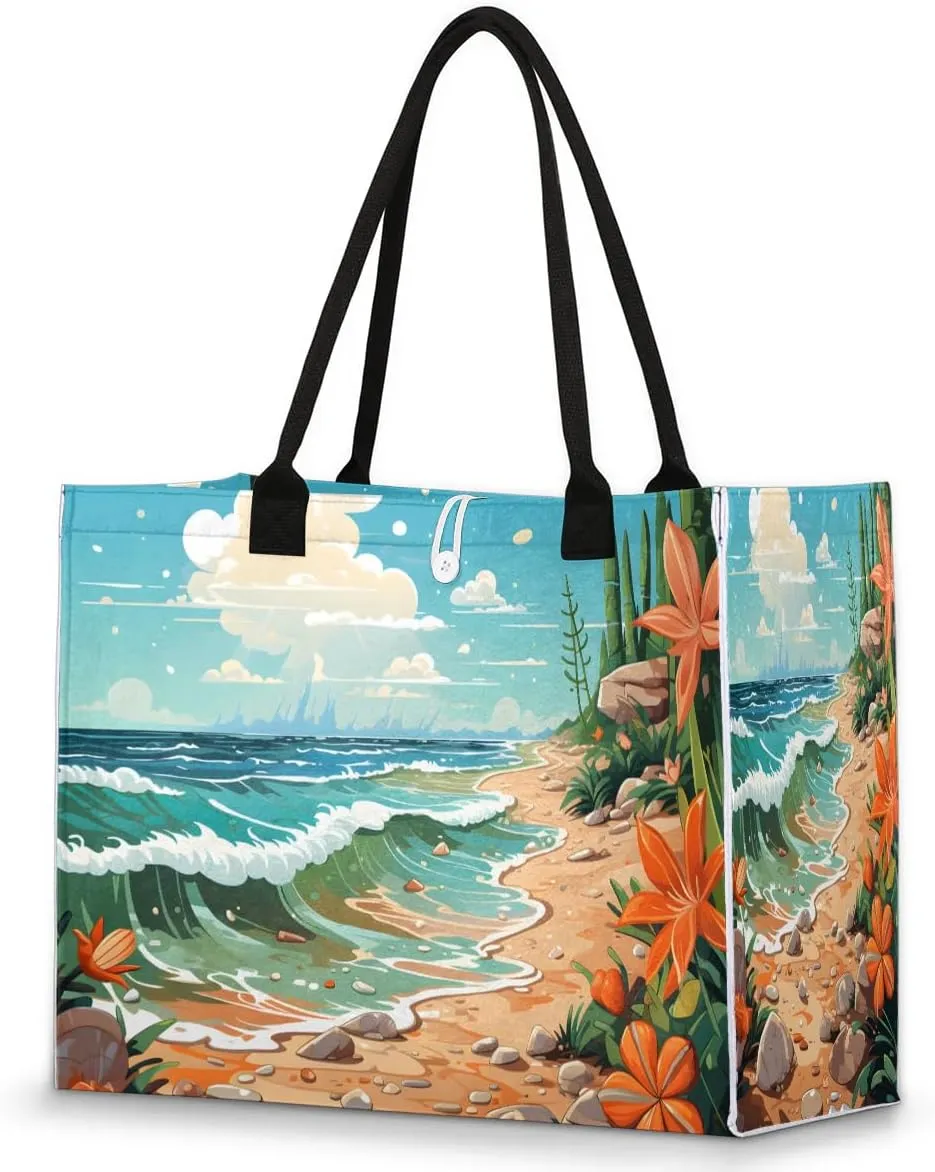 Womens Birthday Gifts Tote Bag Beach Waves Ocean Beach Bags for Women Handbags