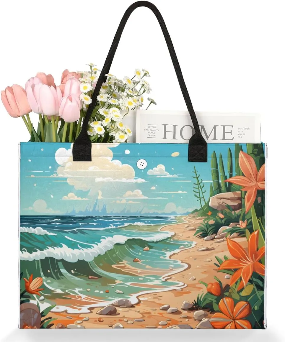 Womens Birthday Gifts Tote Bag Beach Waves Ocean Beach Bags for Women Handbags