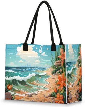 Womens Birthday Gifts Tote Bag Beach Waves Ocean Beach Bags for Women Handbags