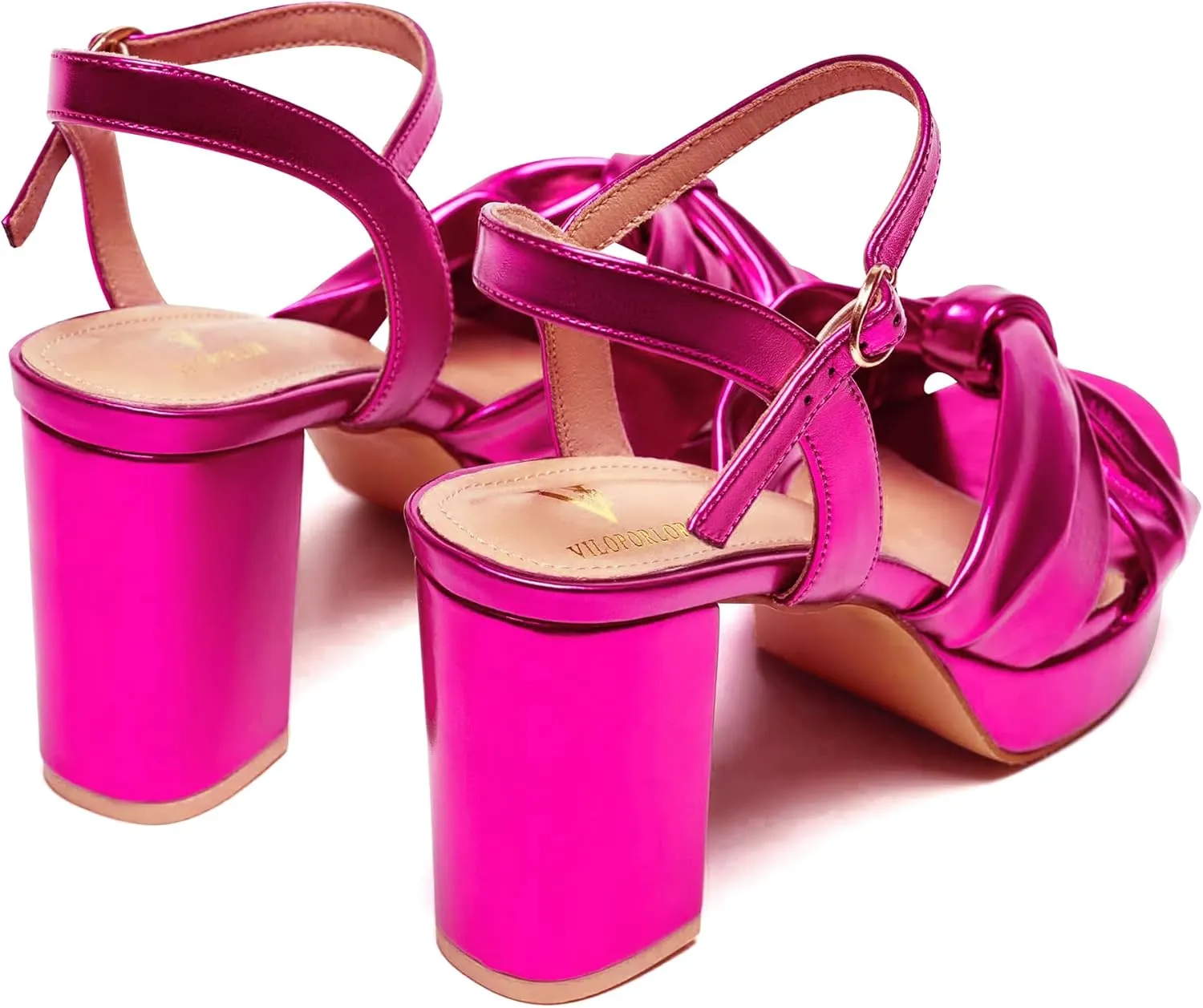 Women's Chunky Platform Heels with Adjustable Ankle Strap - Open Toe Bowknot Block Heel Strappy Sandals, Wedding Party Dressy Shoes Summer Sandals