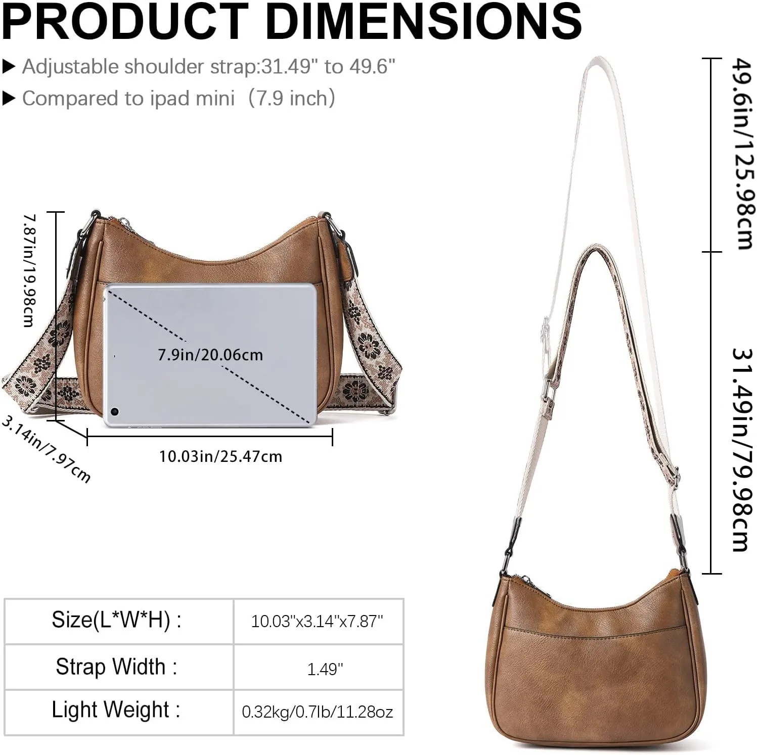 Women's Crossbody Handbags Vegan Leather Shoulder Bag with Adjustable Strap, Lightweight Small Purse for Everyday Essentials