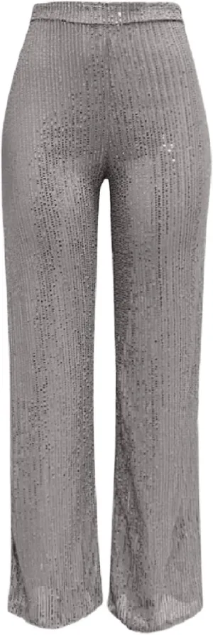Women's Fashion Casual Sequined Pants Sparkling Sequins High Waisted Wide Leg Flared Pants Nightclub Wear