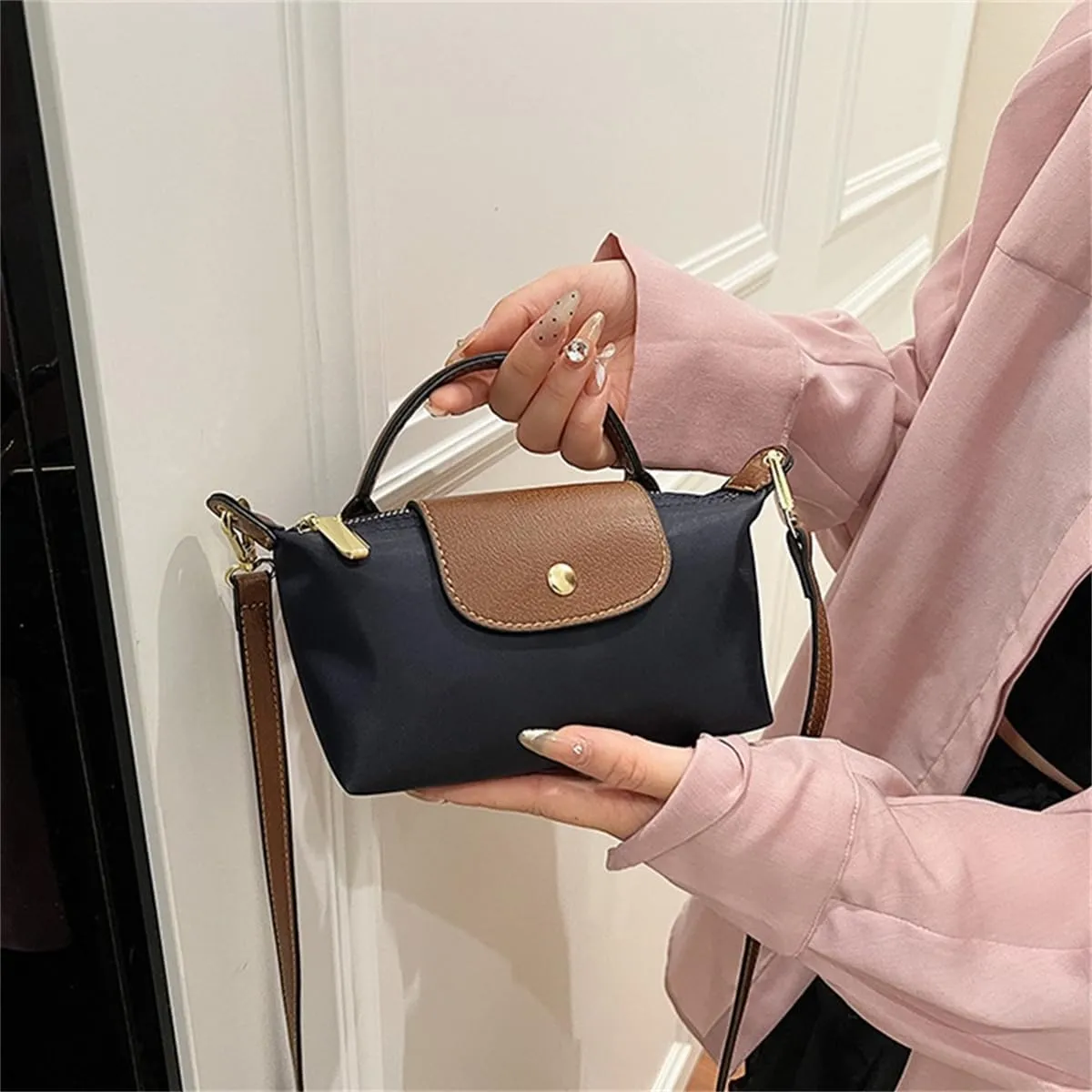 Women's Fashion Colorblock Mini Crossbody Bag,Small Lightweight Solid Color Square Bag,Adjustable Strap Fashion Handbag Purse