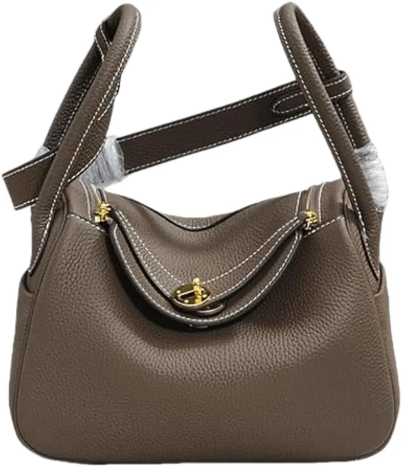 Women's Genuine Leather Crossbody Bag, Square Design with Fixed Shoulder Strap, Daily Use Handbag, 7.5x4x5 Inches