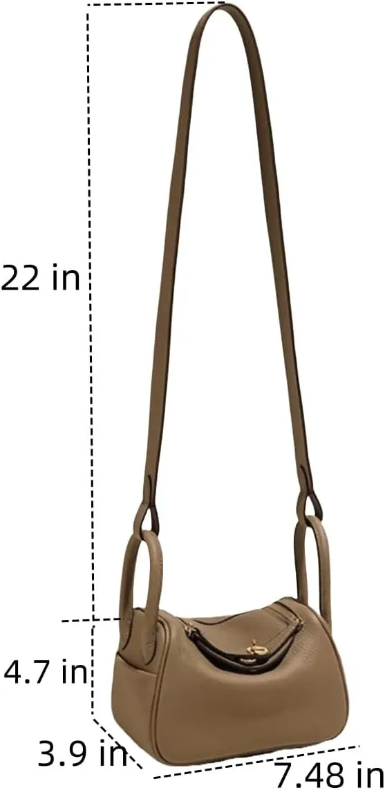 Women's Genuine Leather Crossbody Bag, Square Design with Fixed Shoulder Strap, Daily Use Handbag, 7.5x4x5 Inches