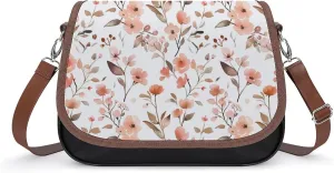 Women's Handbag Peach Flowers Floral Patterns Satchel Bag Leather Crossbody Bag Waterproof Messenger Bag