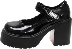 Women's Platform Mary Janes Heart Cat Buckle Rivets Ankle Lolita Gothic Princess Platform Pumps Patent Leather Thorn Vintage Traditional Embroidery Upper Dress Shoes