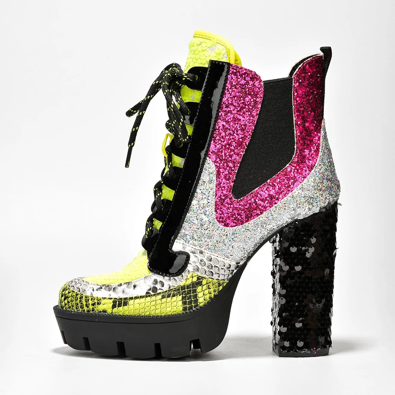 Women's Rhinestone Cowboy Booties - Western Ankle Boots with Pointed Toe, Block Heel & Lace-Up Design for Casual Dress or Party | Stylish Comfortable Short Booties (Nell)