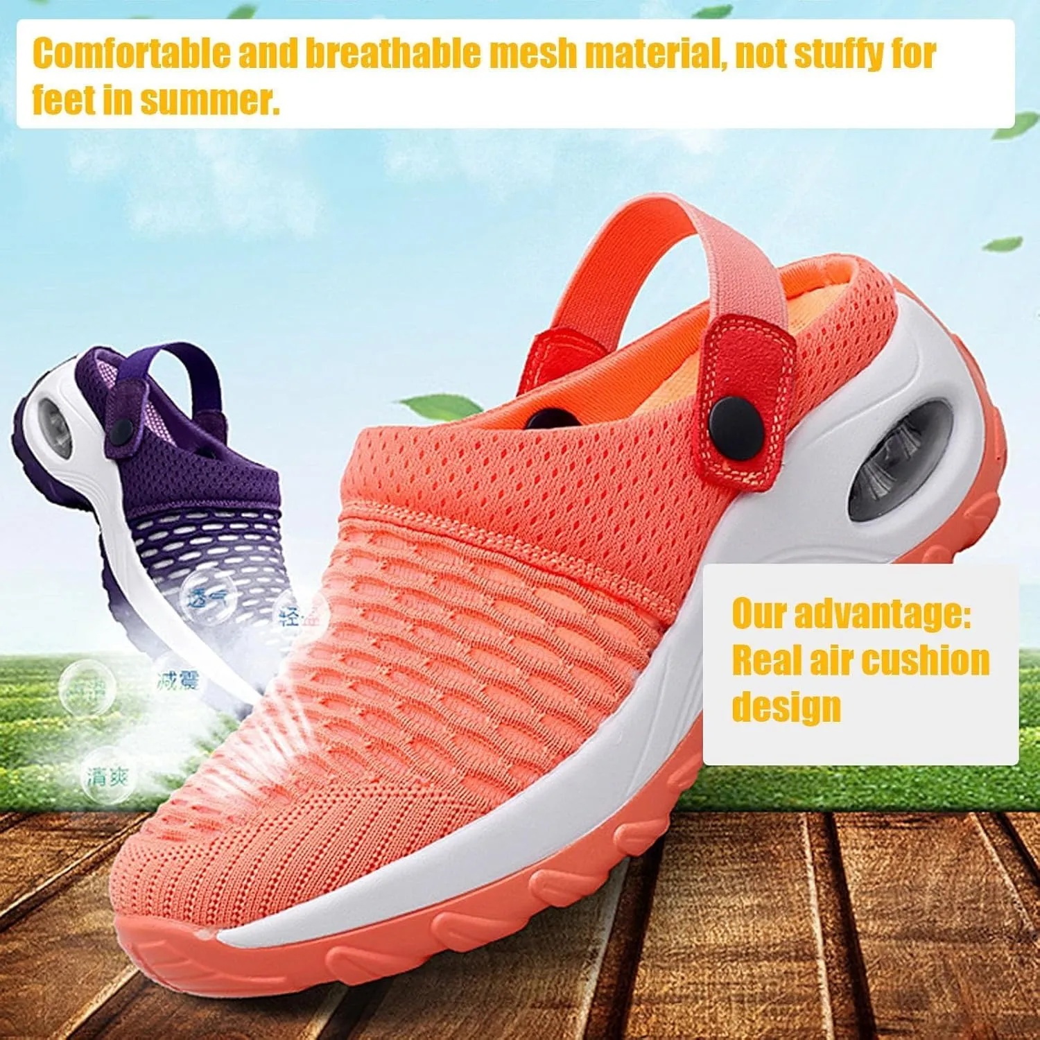 Women's Sandals 2025 Lightweight Sandals with Air Cushion Summer Air Cushion Platform Outdoor Dressy Slippers Walking Shoes Comfortable Breathable Walking Casual Mules Trendy Sneaker 2025
