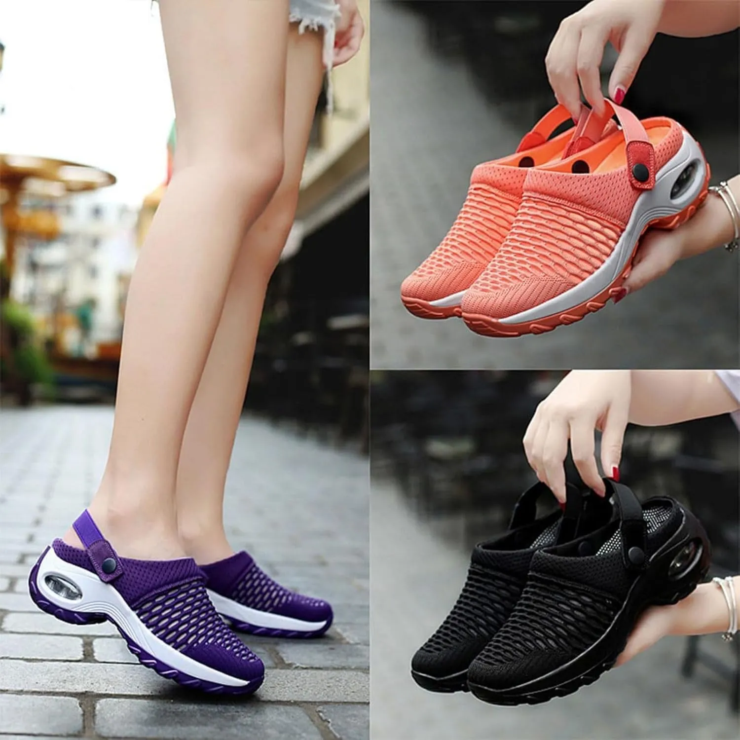 Women's Sandals 2025 Lightweight Sandals with Air Cushion Summer Air Cushion Platform Outdoor Dressy Slippers Walking Shoes Comfortable Breathable Walking Casual Mules Trendy Sneaker 2025
