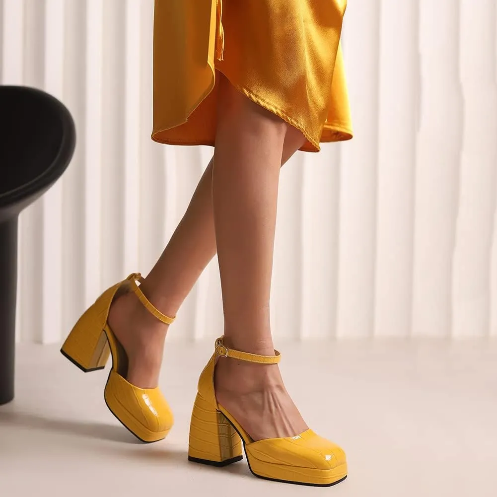 Women's Sparkly Platform Heels Chunky High Heel Sandals Sequined Cloth Sandals