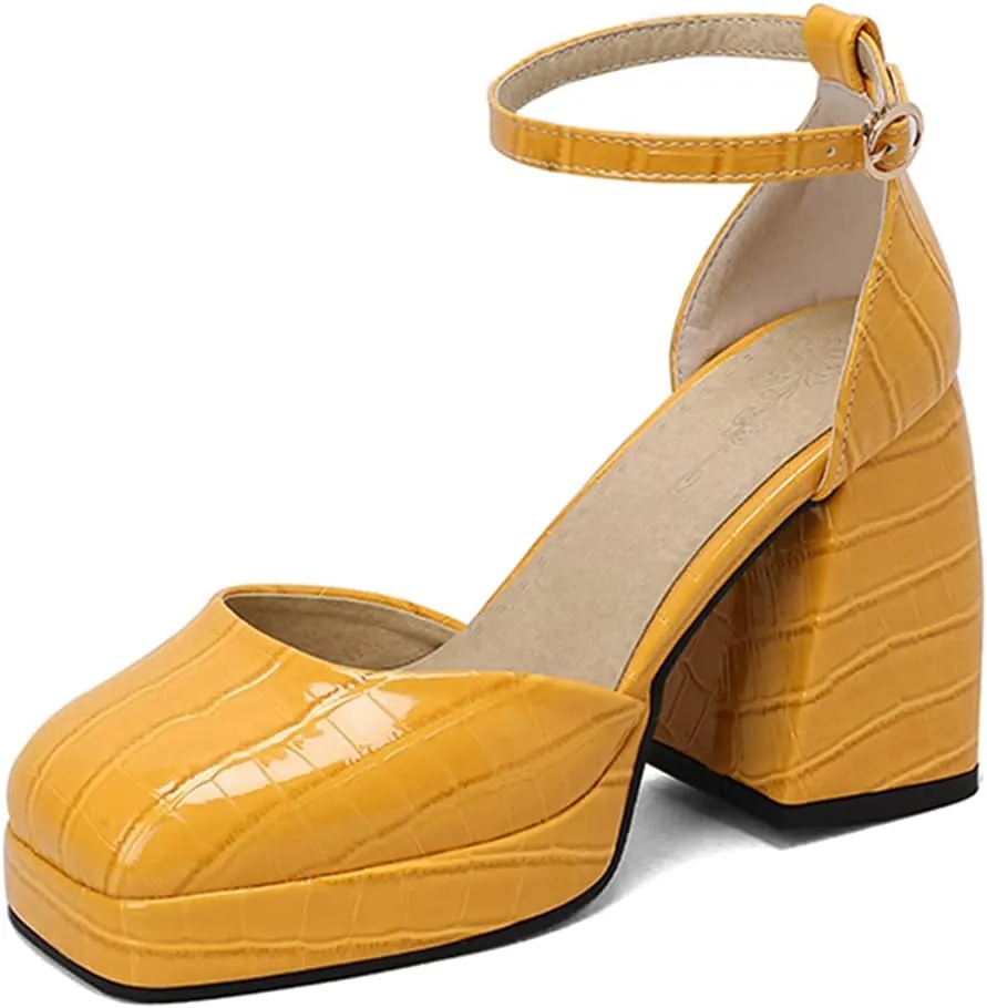 Women's Sparkly Platform Heels Chunky High Heel Sandals Sequined Cloth Sandals