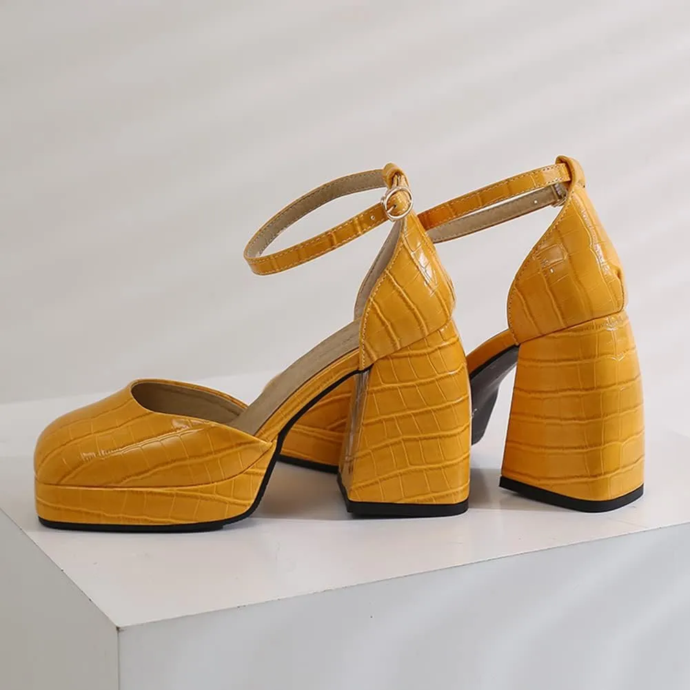 Women's Sparkly Platform Heels Chunky High Heel Sandals Sequined Cloth Sandals