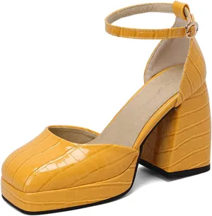 Women's Sparkly Platform Heels Chunky High Heel Sandals Sequined Cloth Sandals