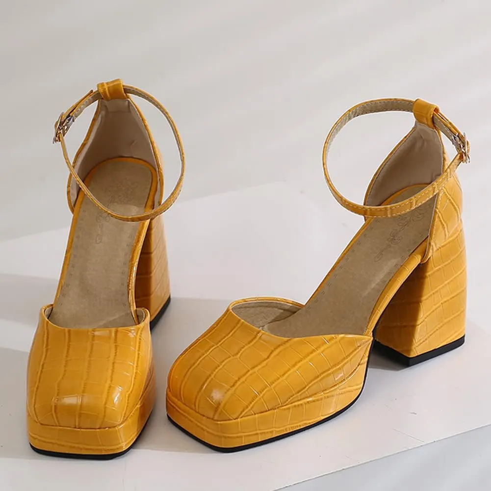 Women's Sparkly Platform Heels Chunky High Heel Sandals Sequined Cloth Sandals