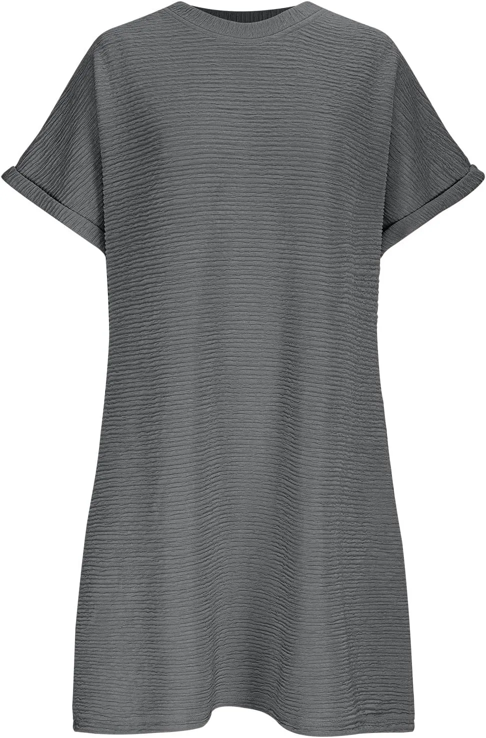 Womens Summer Dresses Fashion 2025 Short Sleeve Spring Mini Dress Striped Textured Ribbed Tshirt Shift Sundress