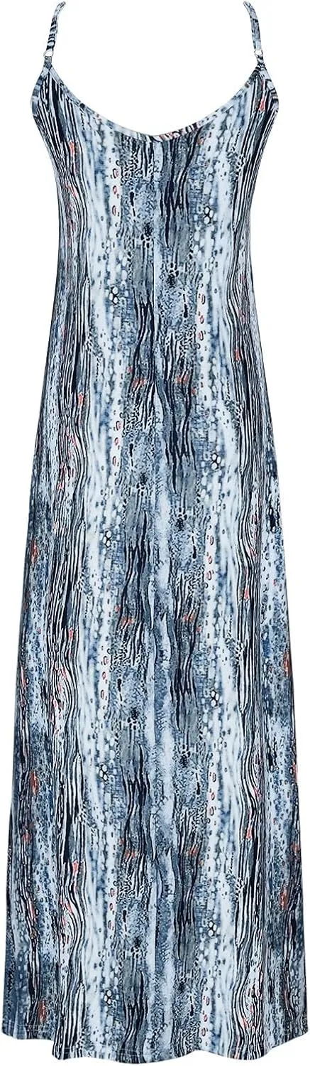 Womens Summer Maxi Dress Casual Boho Floral Spaghetti Strap Beach Coverups Fashion Long Flowy Vacation Sundress