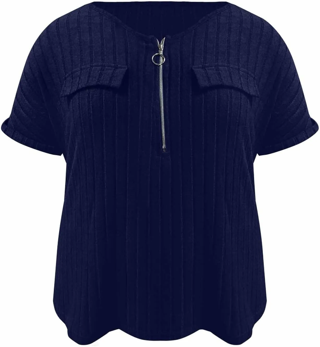Womens Top Dressy Casual Short Sleeve Blouses V Neck Shirts 2025 Trendy Summer Loose Fit Zip-up Work Layering Shirts