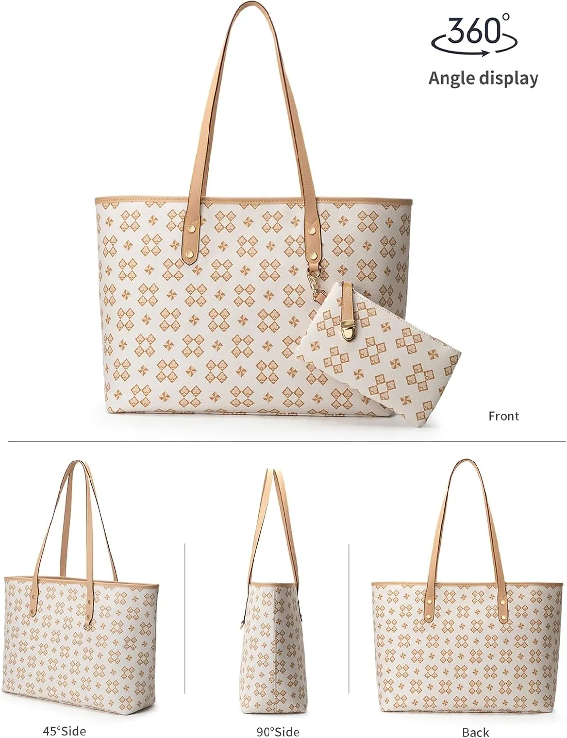 Women's Tote Top Handle Handbags Vegan Leather Designer Handbags for Women Fashion Shoulder Bag with Wallet for Ladies 2psc