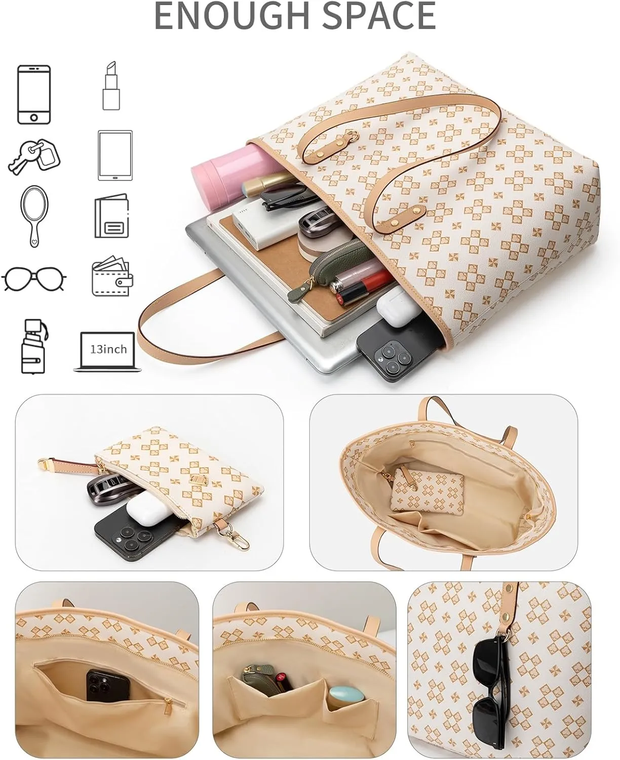 Women's Tote Top Handle Handbags Vegan Leather Designer Handbags for Women Fashion Shoulder Bag with Wallet for Ladies 2psc