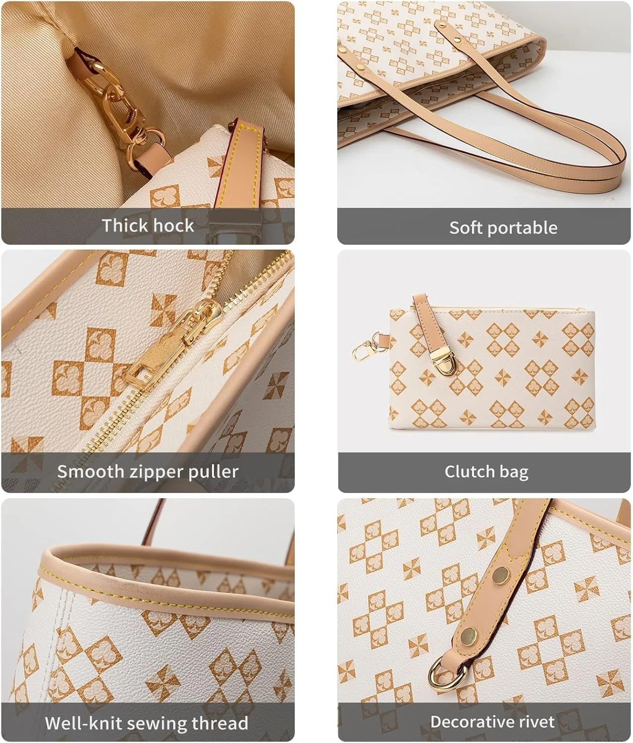 Women's Tote Top Handle Handbags Vegan Leather Designer Handbags for Women Fashion Shoulder Bag with Wallet for Ladies 2psc