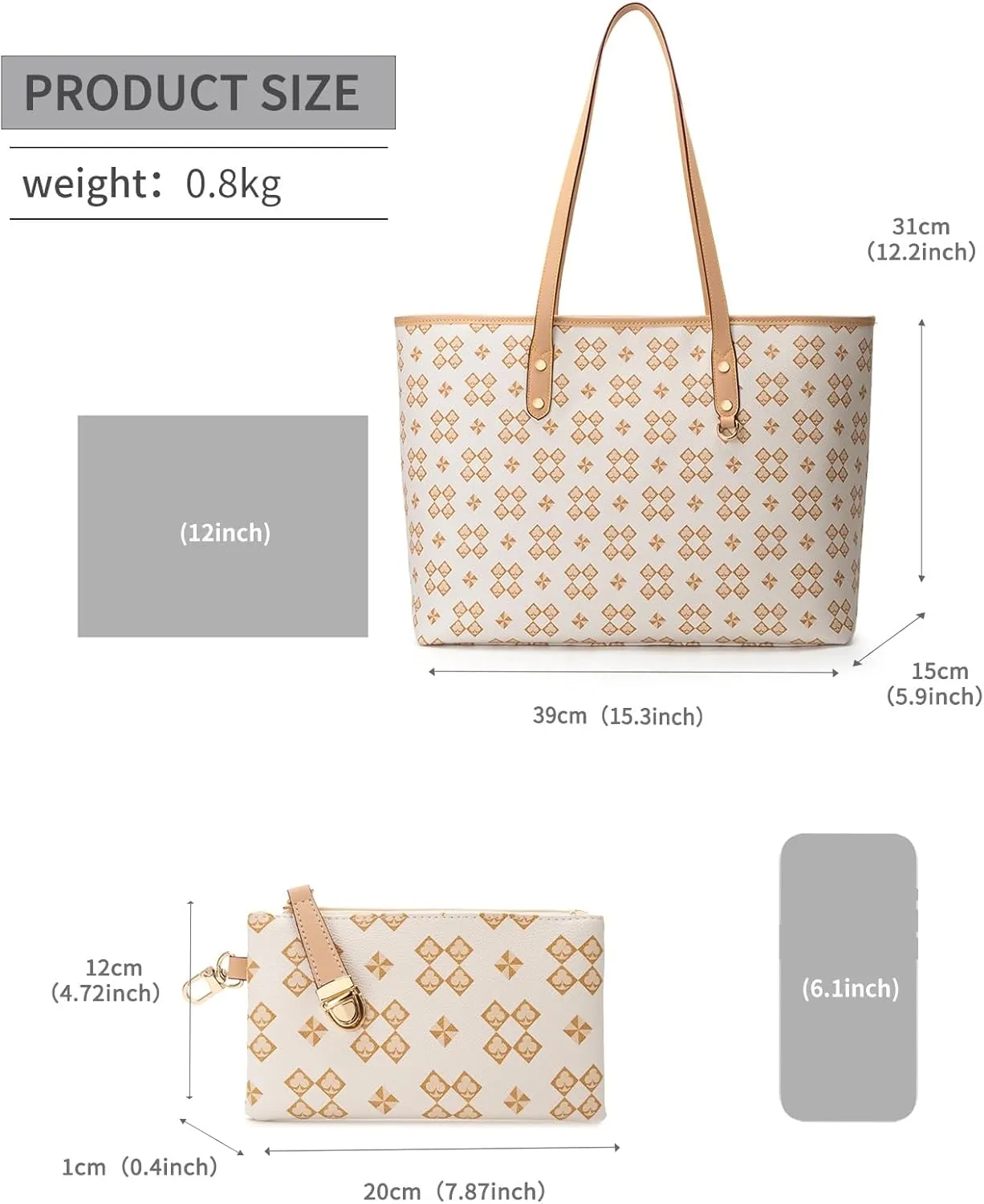 Women's Tote Top Handle Handbags Vegan Leather Designer Handbags for Women Fashion Shoulder Bag with Wallet for Ladies 2psc