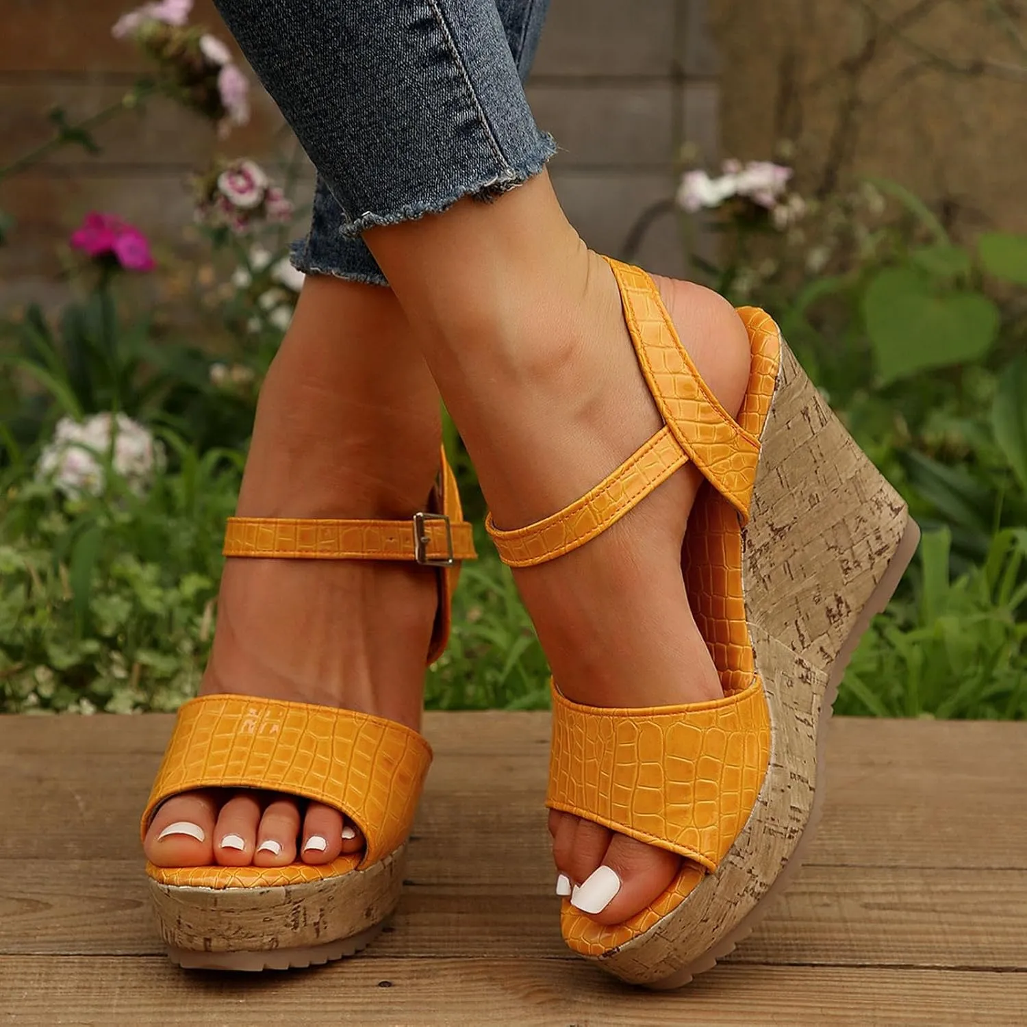 Womens Wedge Sandals Open Toe Platform Ankle Strap Slingback Summer Dress Shoes Comfortable Wide Width Low Heel Close Toe