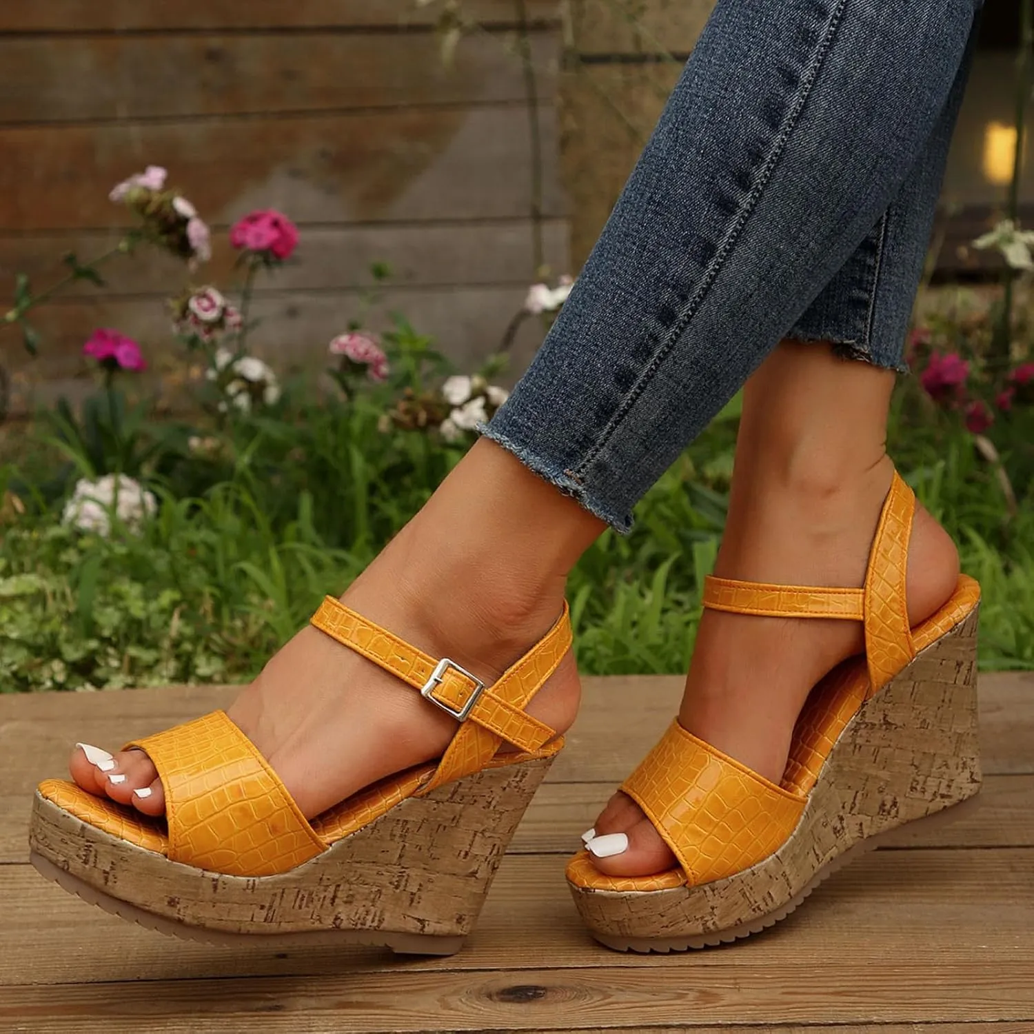 Womens Wedge Sandals Open Toe Platform Ankle Strap Slingback Summer Dress Shoes Comfortable Wide Width Low Heel Close Toe