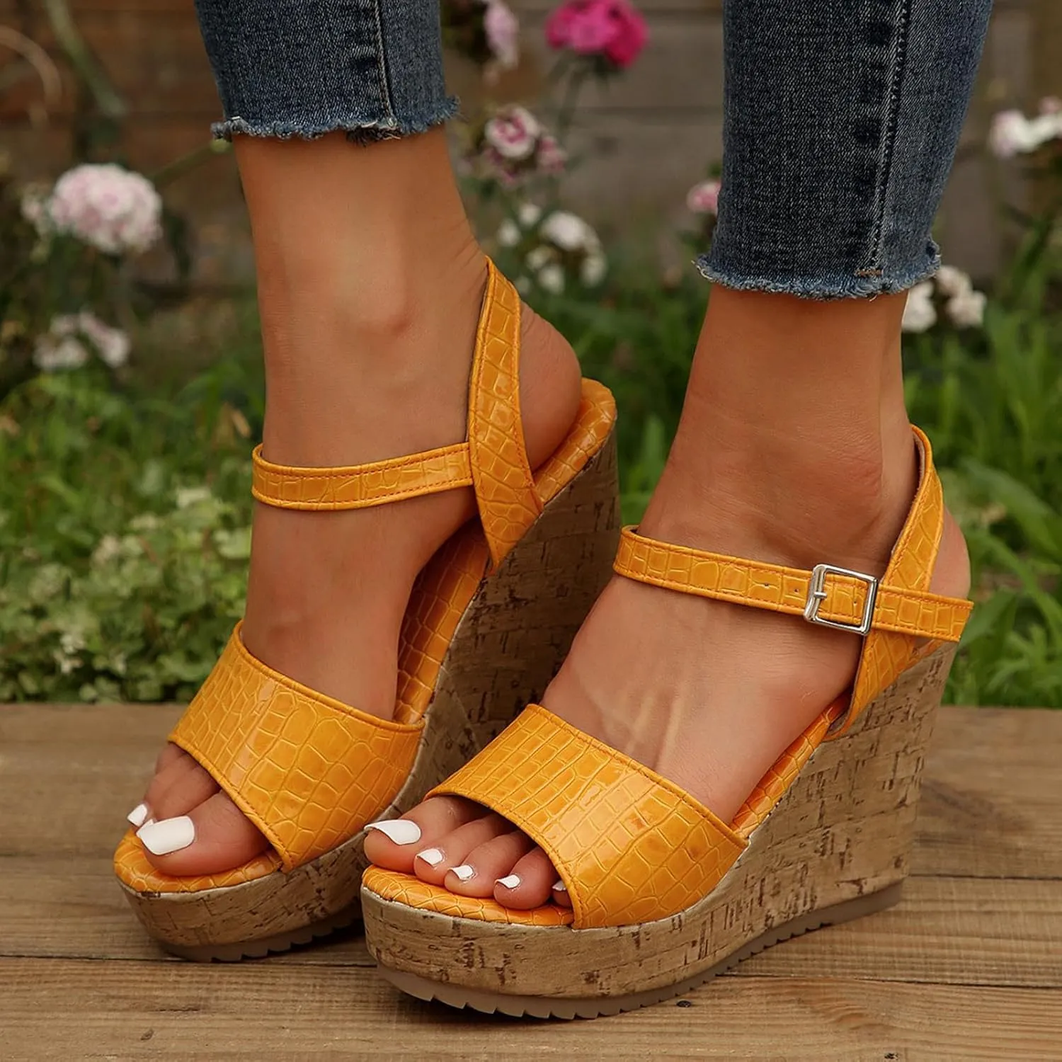 Womens Wedge Sandals Open Toe Platform Ankle Strap Slingback Summer Dress Shoes Comfortable Wide Width Low Heel Close Toe