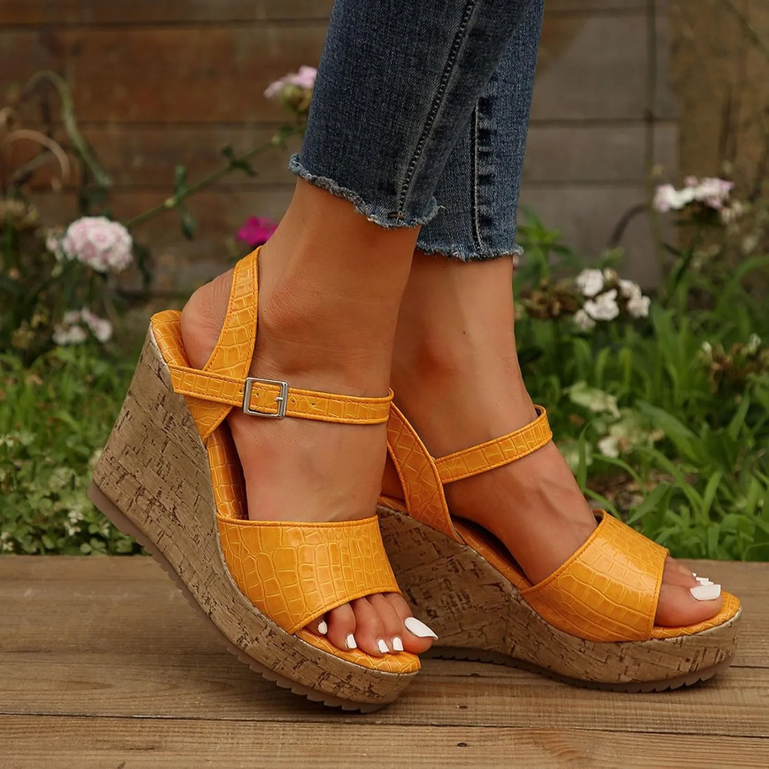 Womens Wedge Sandals Open Toe Platform Ankle Strap Slingback Summer Dress Shoes Comfortable Wide Width Low Heel Close Toe