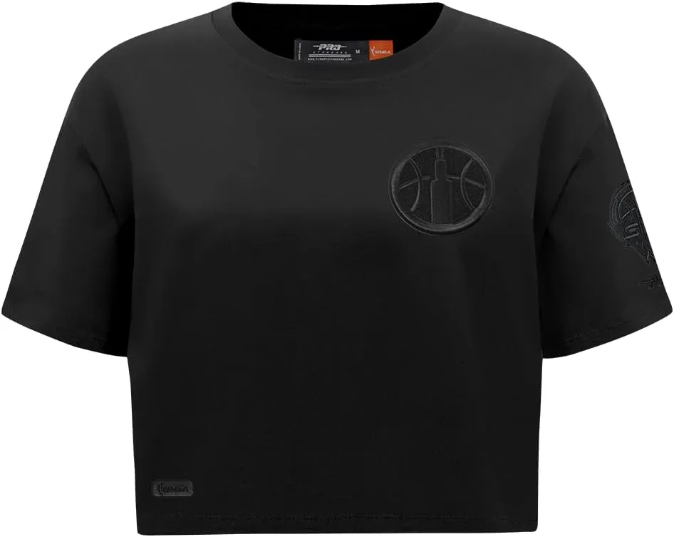 Womens WNBA Classic Triple Black Cotton Short Sleeve Boxy Tee