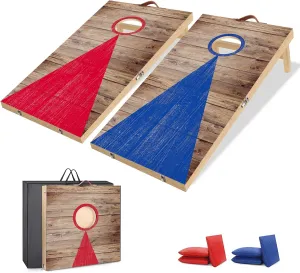Wooden Cornhole Board Set with Bean Bags, Choose 4x2 or 2x1.3 ft Portable Outdoor & Indoor Corn Hole Toss Game Sets for Kids Adults and Family Party Camping Equipment
