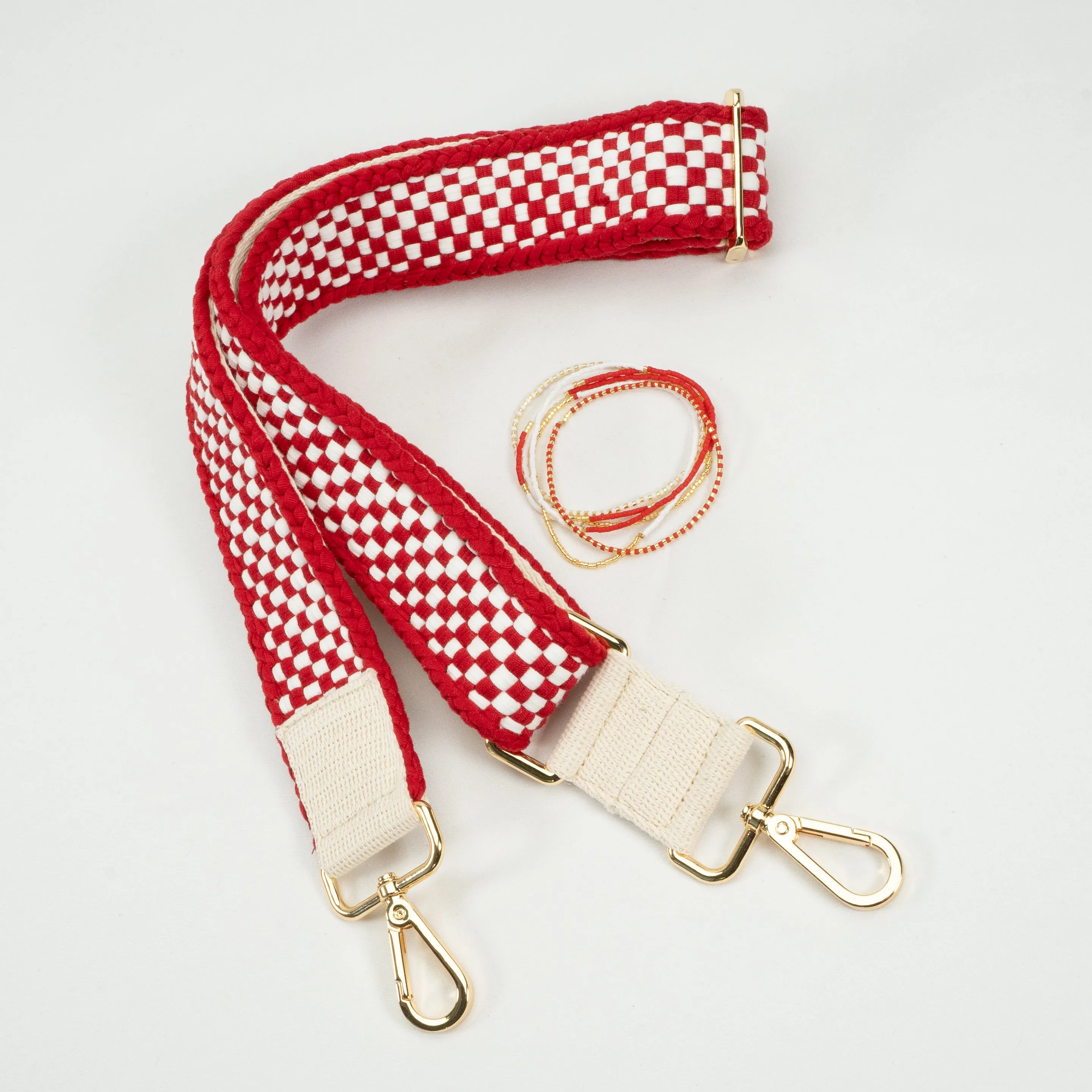 Woven Bag Strap - Red & White