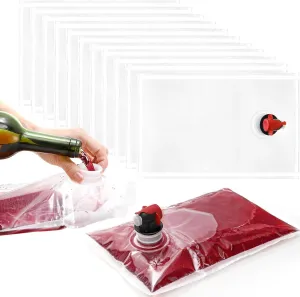 WUWEOT 10 Pack Wine Purse Refill Bags, Wine Bladder Replacement, 1.5L Portable Liquid Storage Pouch, Leakproof Beach Bag Dispenser with Spout for Wine Cools Liquid Juices Beverage, Easy to Fill