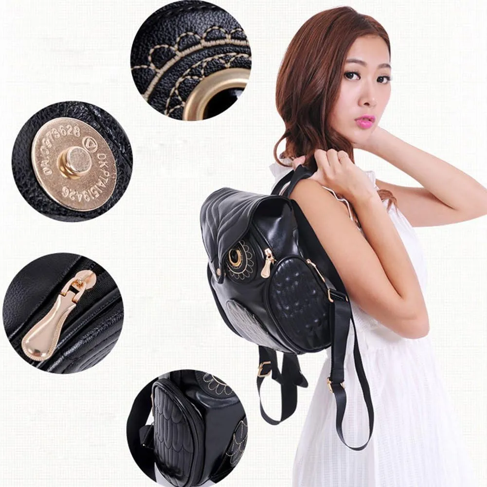 WYSBAOSHU Fashion Owl Backpack Women Pu Leather Mini Bag
