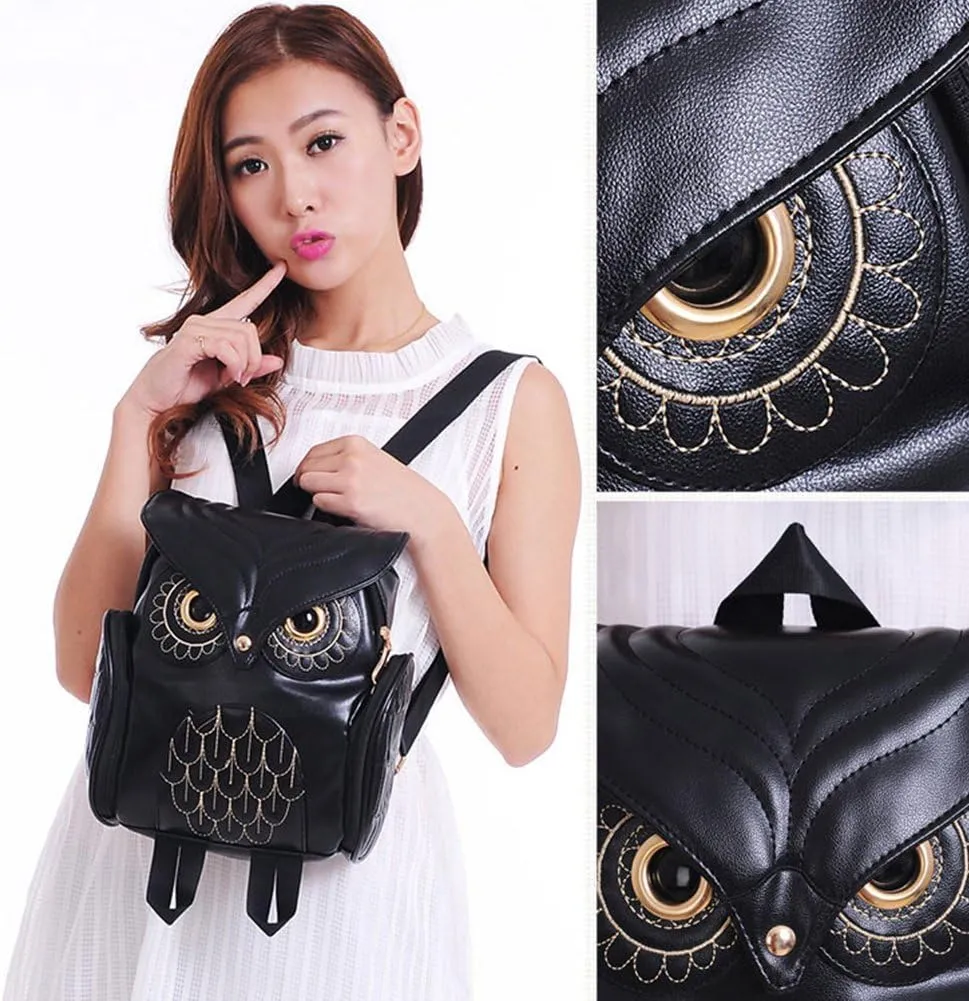 WYSBAOSHU Fashion Owl Backpack Women Pu Leather Mini Bag