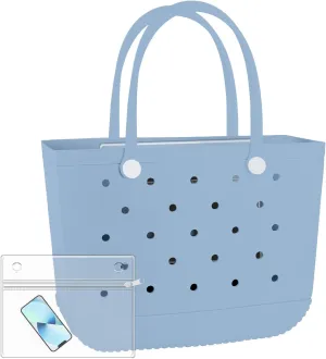 X-Large Rubber Tote Bag Waterproof Beach Washable Handbag Storage Bags Durable Modern Travel SportsTote Bag (Carorina Blue, X-Large)